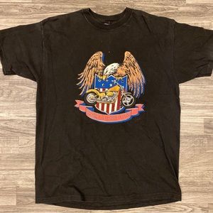 ‘90s VTG Born In USA Motorcycle T-Shirt XL Measurement Blk Good Condition USA Ma